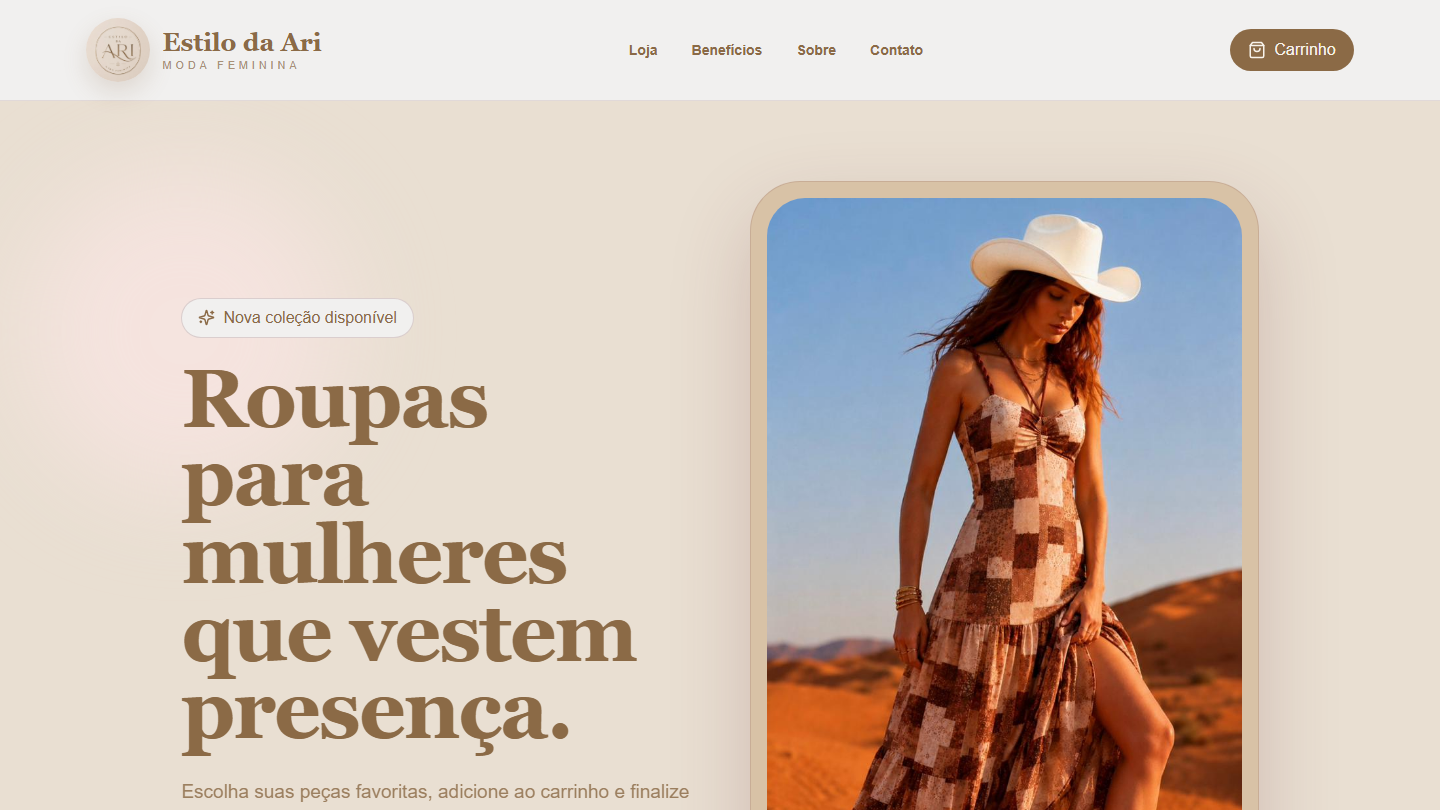 Exemplo de site profissional moderno para loja online