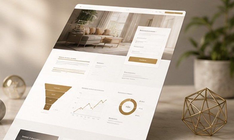 Exemplo visual de landing page com painel de conversão