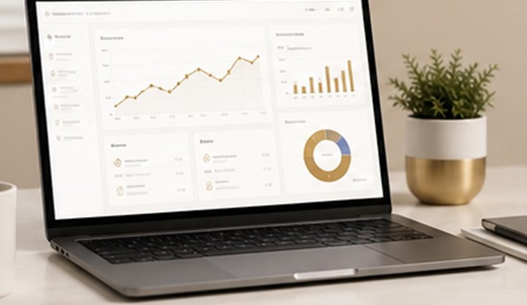 Dashboard com gráficos de SEO e desempenho digital