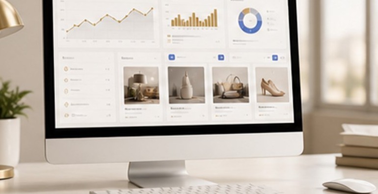 Monitor exibindo exemplo de painel de anúncios e tráfego pago