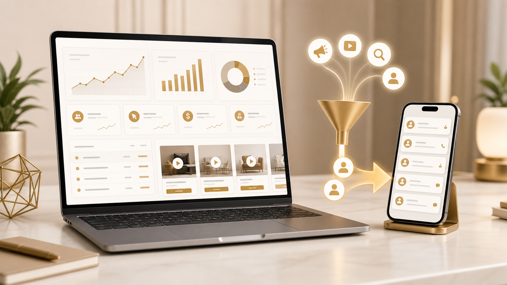 Anúncios e painel de resultados gerando contatos qualificados no celular